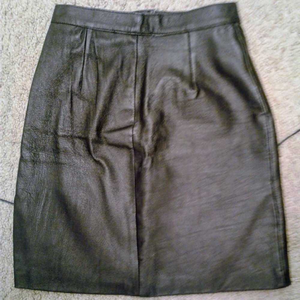 Black Leather Short Pencil Skirt by Choice Leather